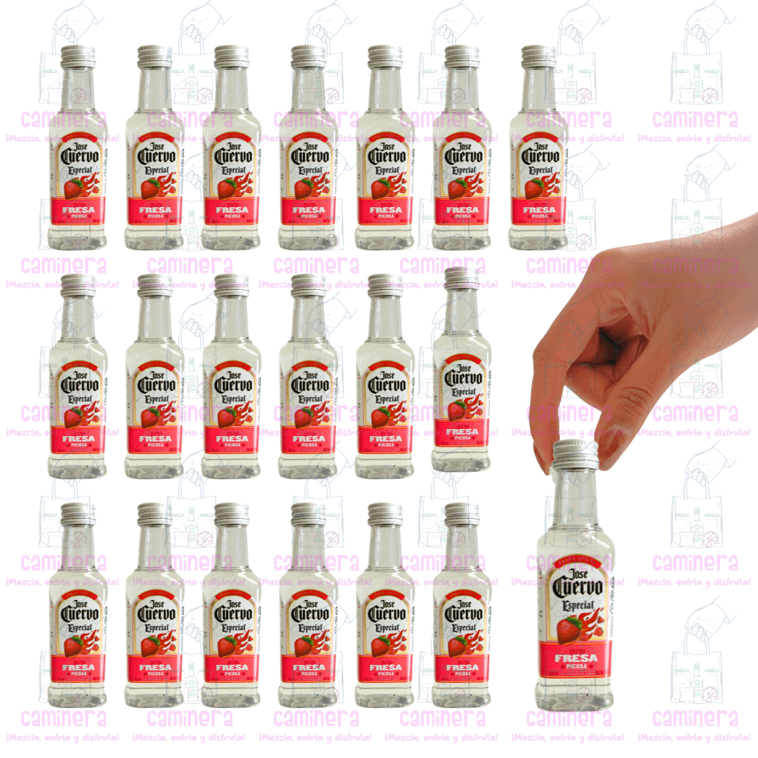 (20 Piezas) Mini Tequila Jose Cuervo Fresa Picosa 50 ml.