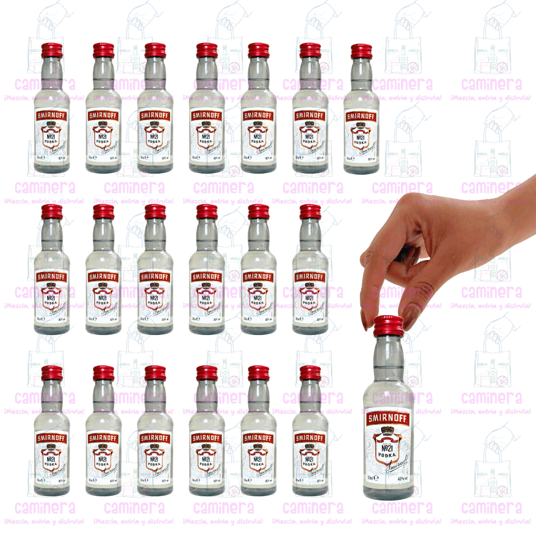 (20 Piezas) Mini Vodka Smirnoff 50 ml.