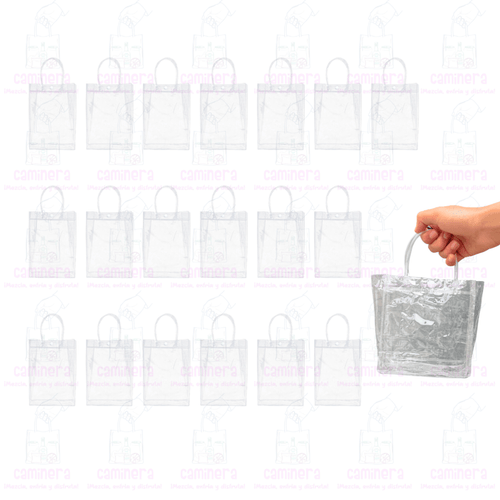 (20 Piezas) Bolsa Transparente Con Asa