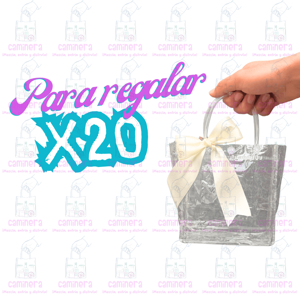 (20 Piezas) Bolsa Transparente Con Asa y Moño